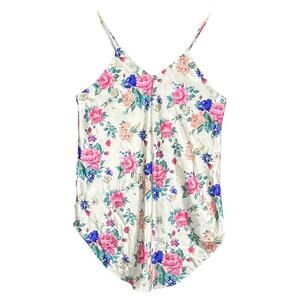 EUC VTG Maryann's Boutique Satin Floral Criss Cross Nightgown Negligee Cottage M